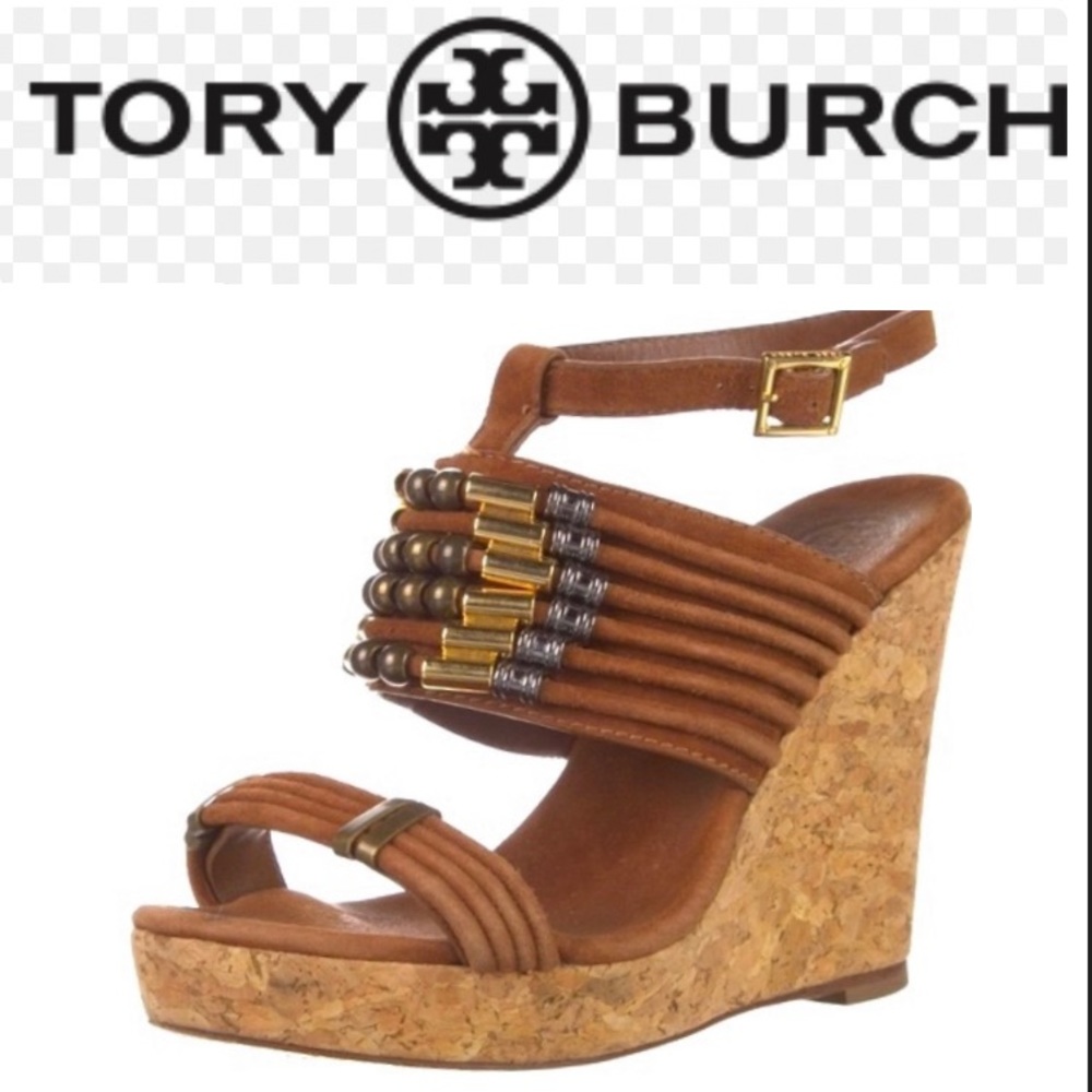 Tory Burch Tricia suede and cork wedge sandals